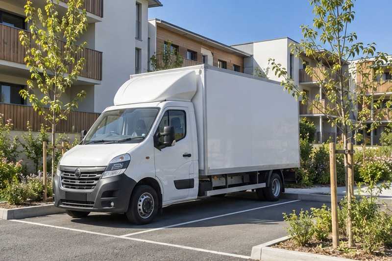 Camion seul sur le parking, Massy