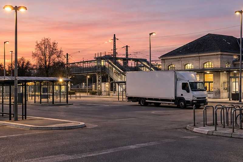 Camion à l’aube près d’une gare, Sainte-Geneviève-des-Bois