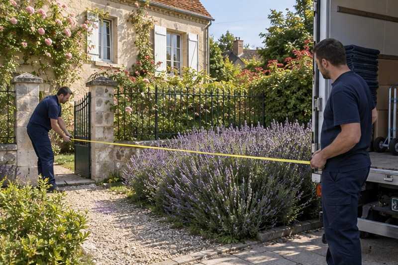 Mesure de la distance du camion au portail : chantier Rue de l’Église
