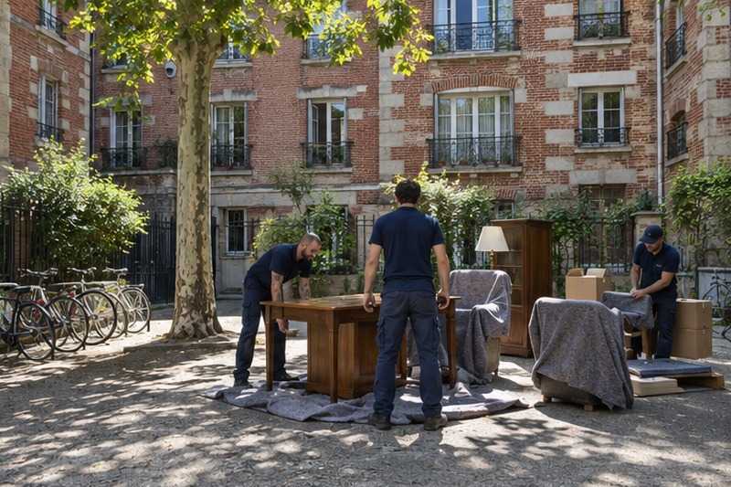 Zone de préparation dans une cour intérieure : chantier Rue Alexandre Collenot