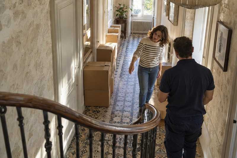 Cartons répartis pièce par pièce, Ballainvilliers