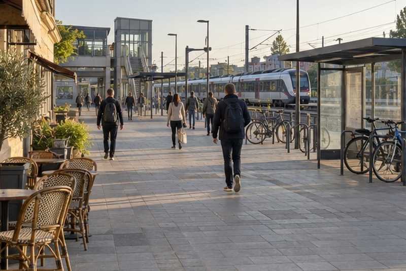 Parvis de gare de banlieue
