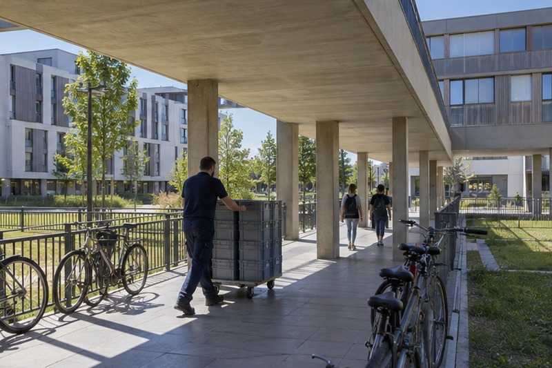 Coursive couverte d’une résidence : chantier Rue Bordes