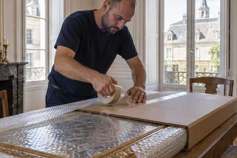 Miroir pris entre deux cartons