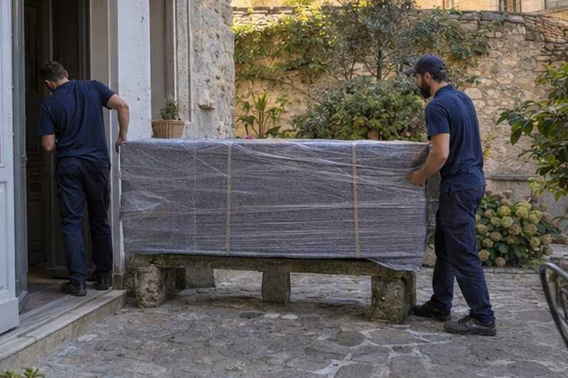 Buffet posé sur un banc de pierre : chantier Rue Alfred de Musset