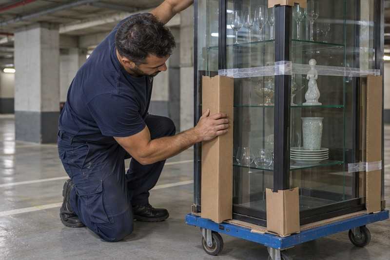 Vitrine protégée dans une place de parking : chantier Rue Boileau