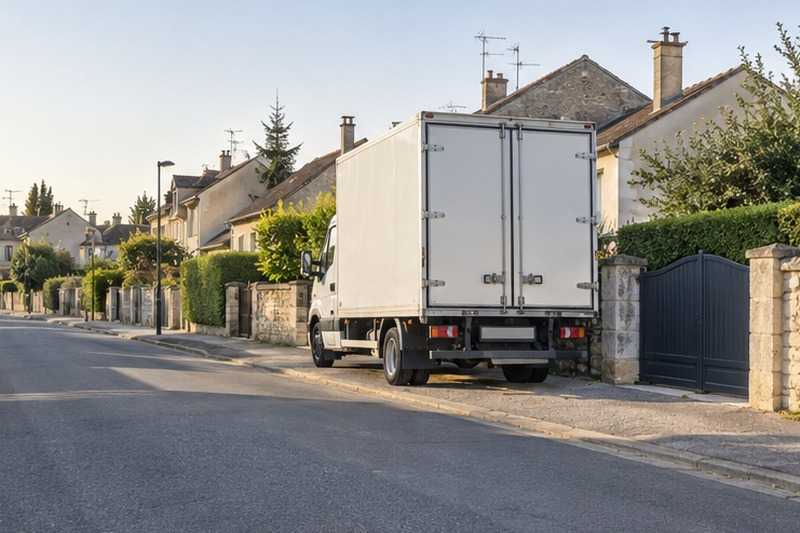 Camion garé devant les pavillons, Bouray-sur-Juine