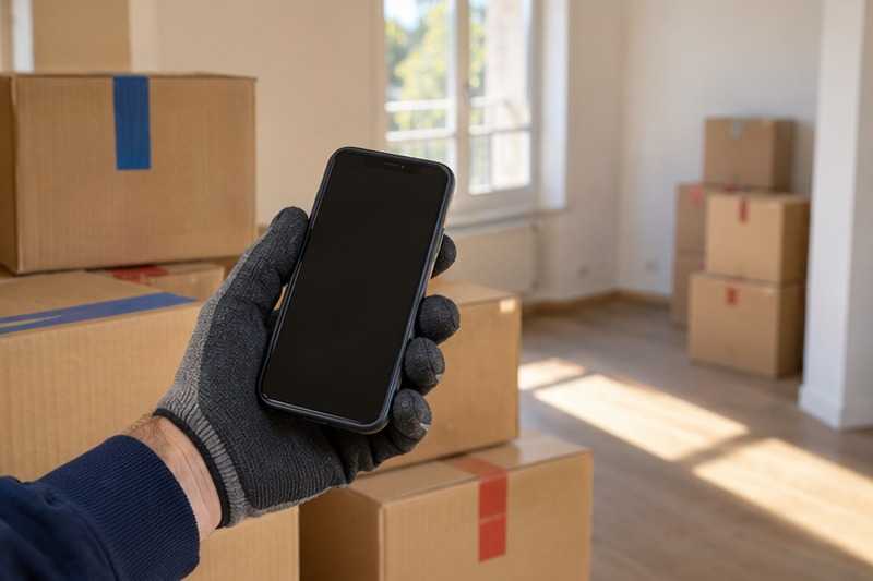 Minuteur consulté entre deux cartons : chantier Rue Damalouise