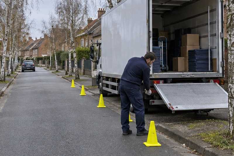 Côté chargement protégé par des cônes