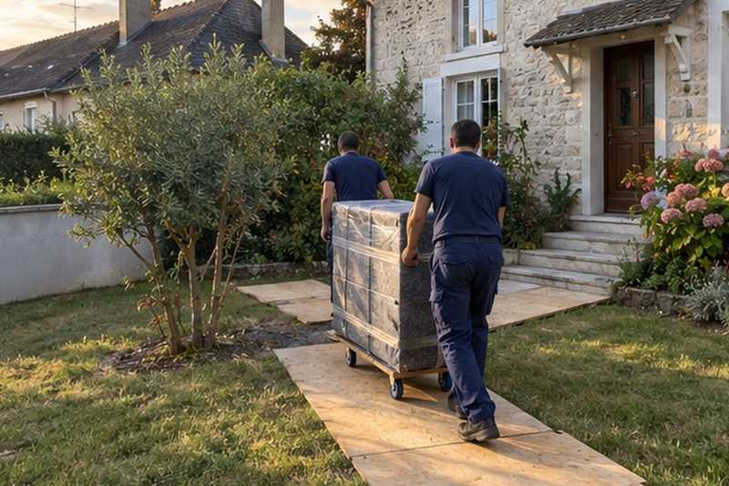 Planches posées sur l’allée du jardin