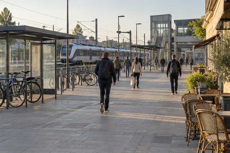 Parvis de gare de banlieue