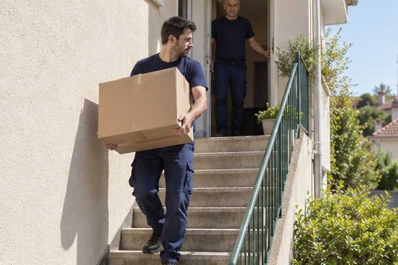 Pause sur l’escalier d’un rez surélevé : chantier Rue d’Antioche