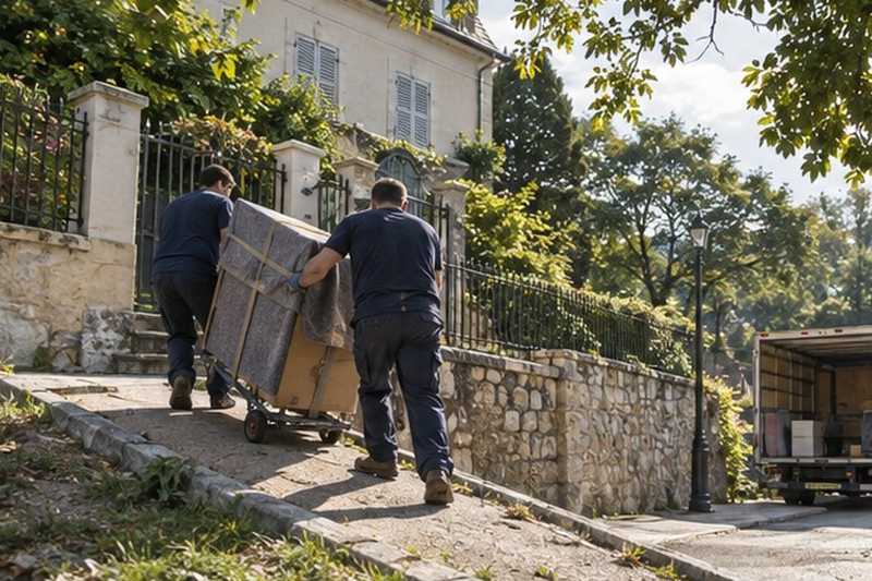 Chariot poussé en montée : chantier Rue des Tulipes