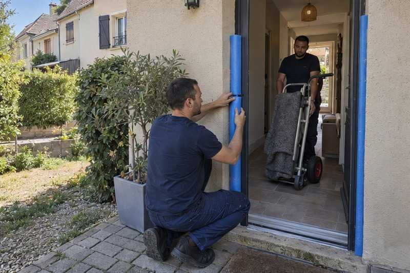 Encadrement de porte protégé : chantier Rue du Donjon