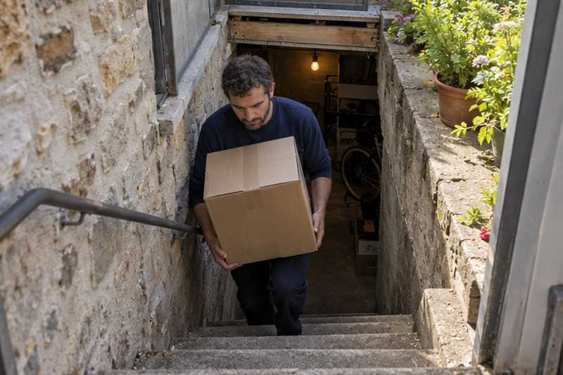 Carton remonté de la cave : chantier Rue de l’Abreuvoir