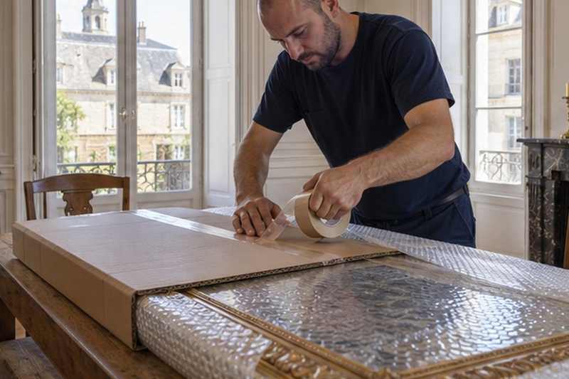 Miroir pris entre deux cartons
