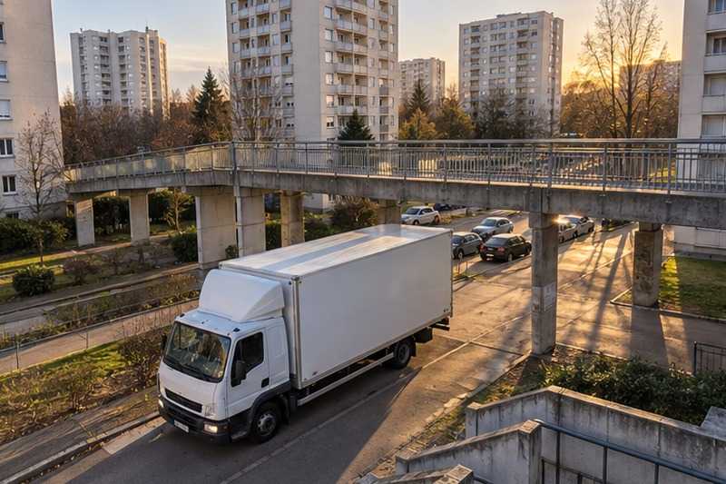 Camion au pied des tours, Champlan