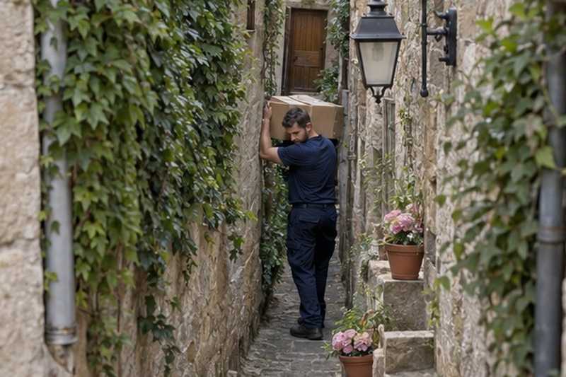 Carton porté dans une venelle