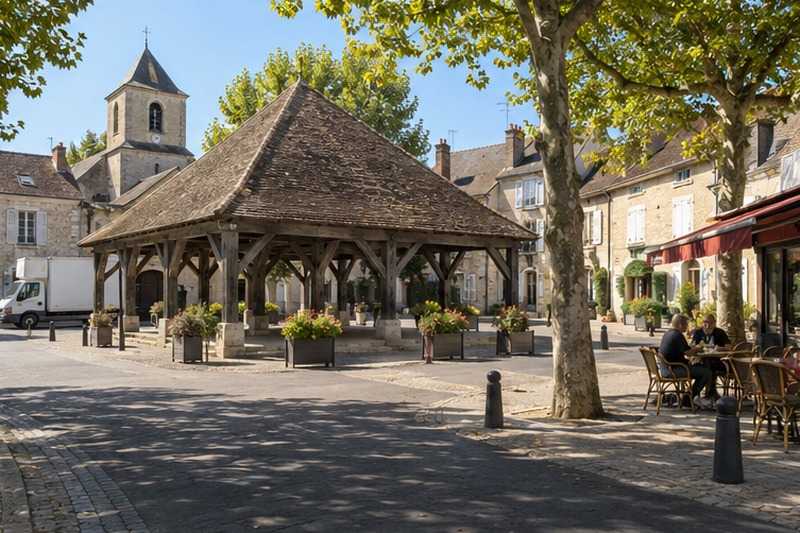 Place de village et halle en bois
