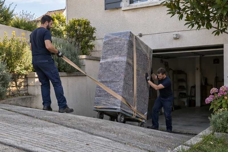 Armoire retenue sur une allée en pente : chantier Rue Blaise Pascal
