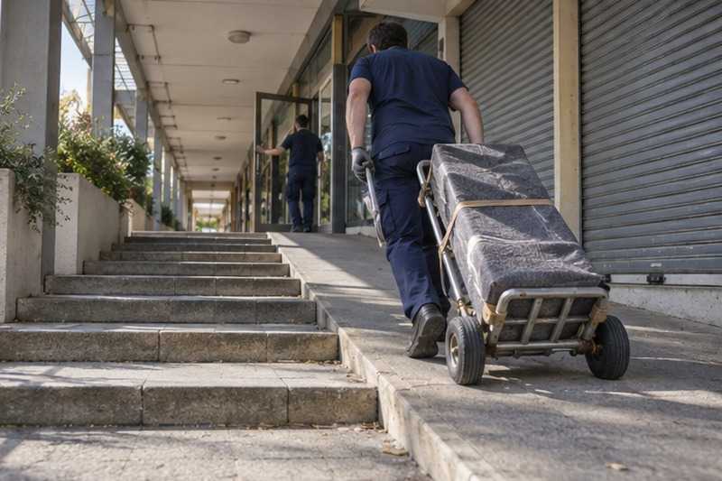 Chariot sur la rampe d’une galerie : chantier Rue Bourdelle
