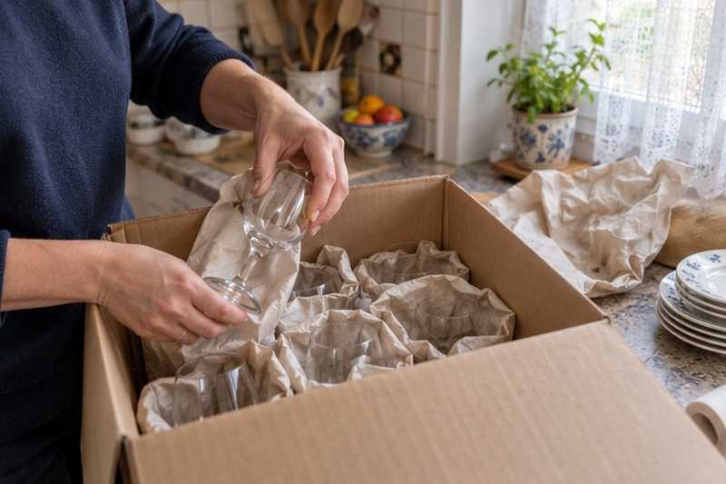 Verres à pied calés dans le papier