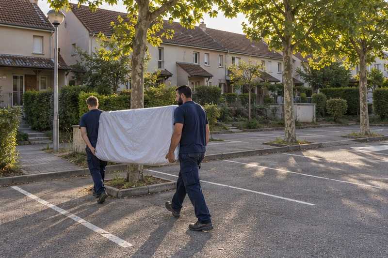 Matelas porté sur un parking de lotissement : chantier Rue Alsace Lorraine