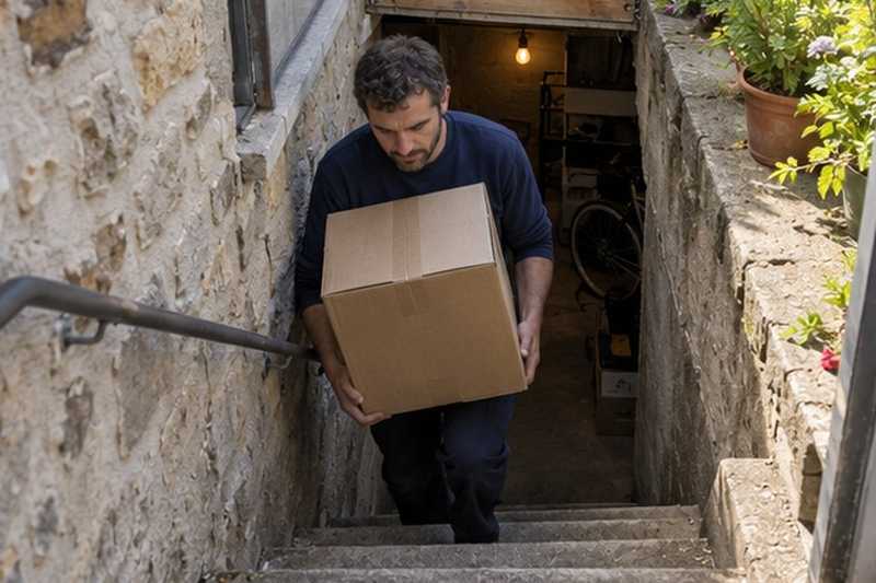 Carton remonté de la cave : chantier Rue Boileau