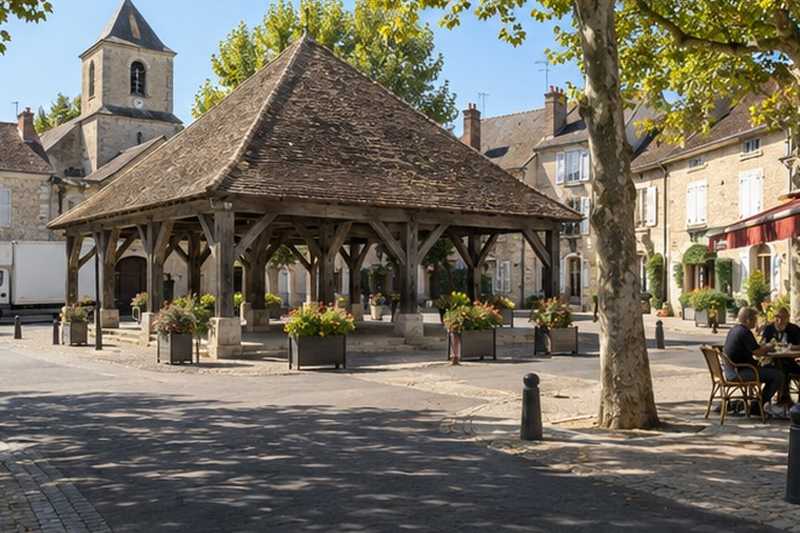 Place de village et halle en bois