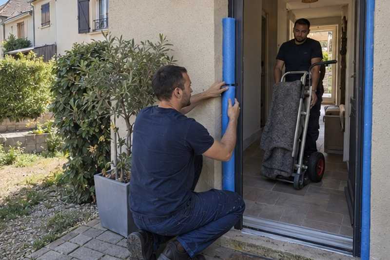 Encadrement de porte protégé : chantier Rue André Nicolas