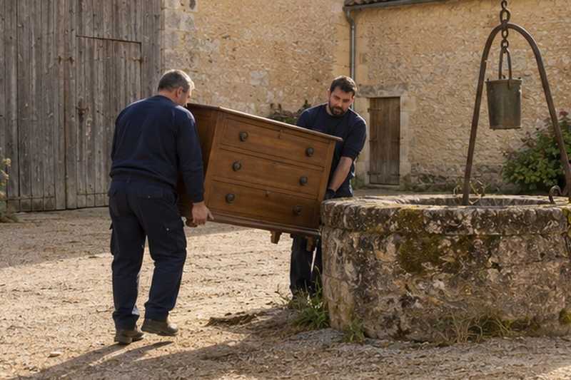 Buffet contourné autour d’un puits de ferme : chantier Rue Alphonse Daudet