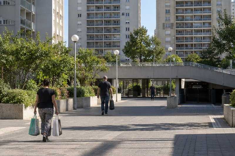 Dalle piétonne entre les tours