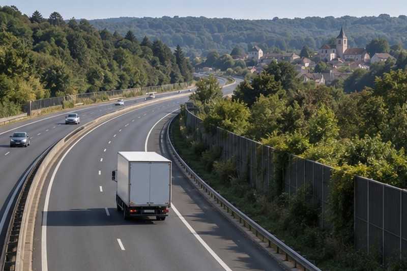 Camion sur l’autoroute au matin
