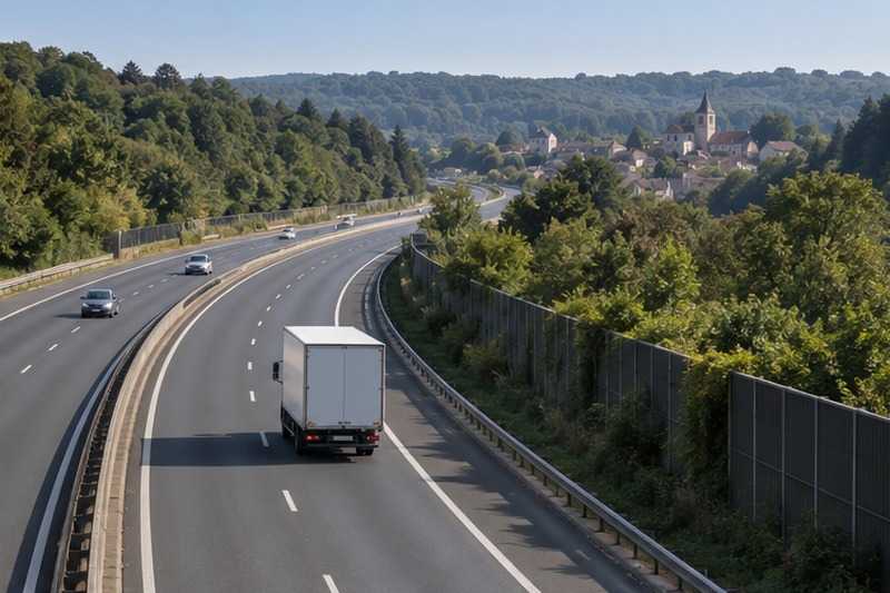 Camion sur l’autoroute au matin