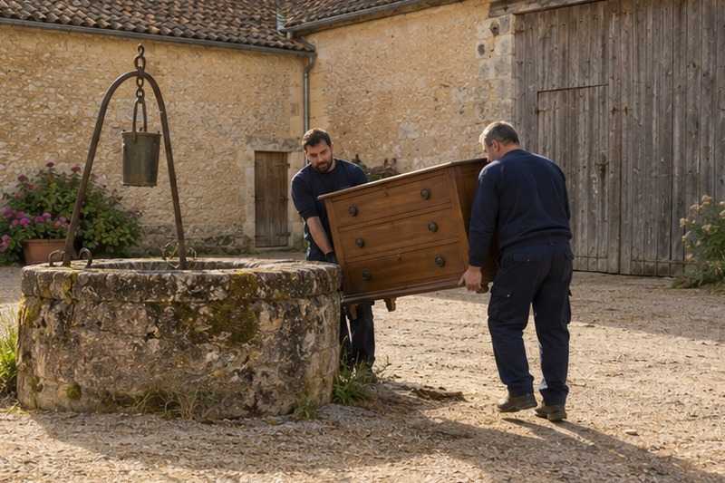 Buffet contourné autour d’un puits de ferme : chantier Rue Béranger