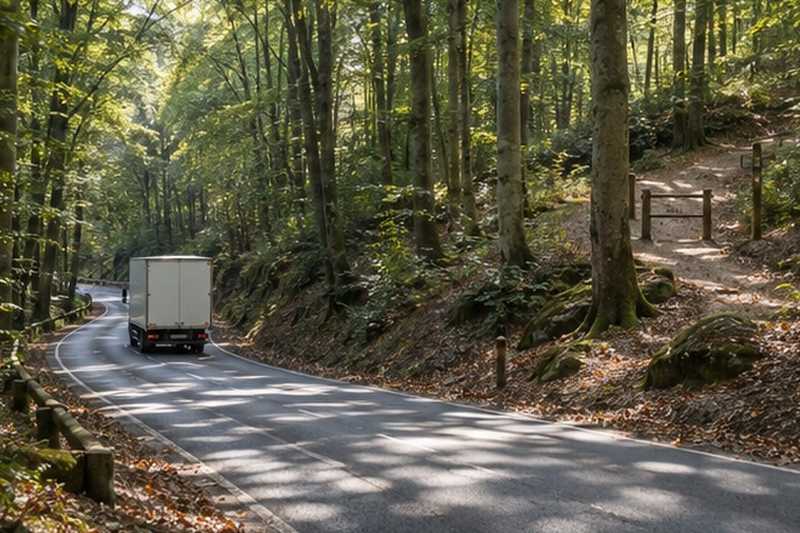 Descente sur une route forestière
