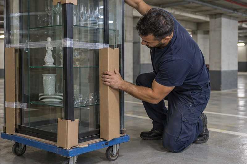 Vitrine protégée dans une place de parking : chantier Rue de Rivoli