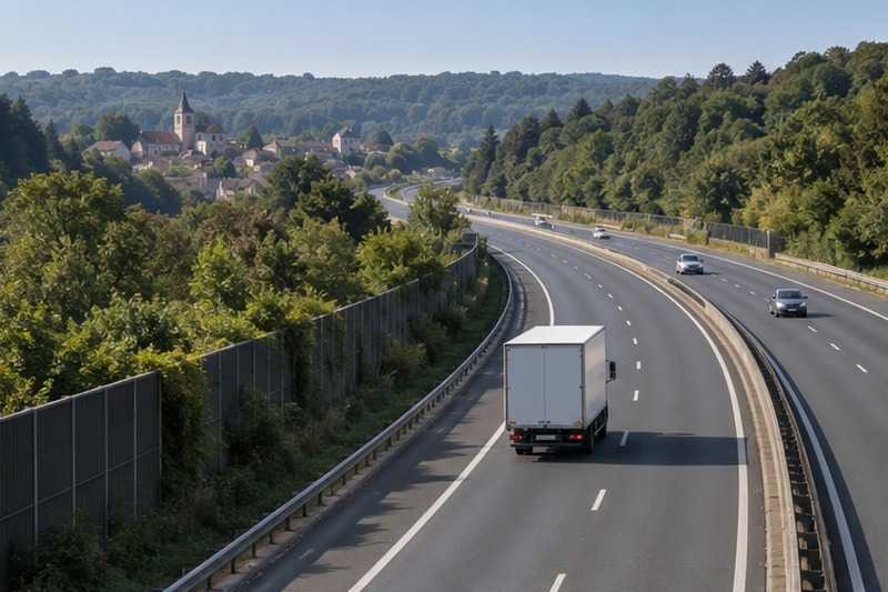 Camion sur l’autoroute au matin