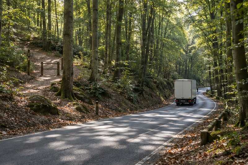Descente sur une route forestière