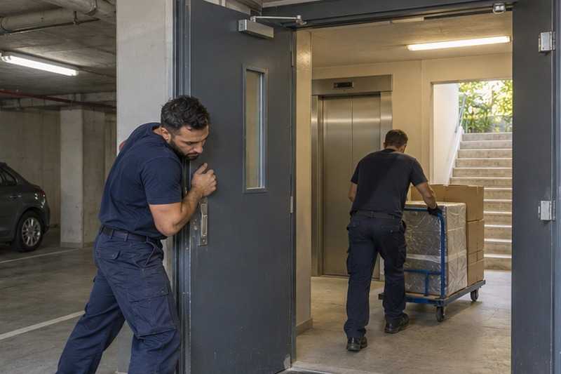 Porte coupe-feu tenue pour le chariot : chantier Rue Albert Einstein
