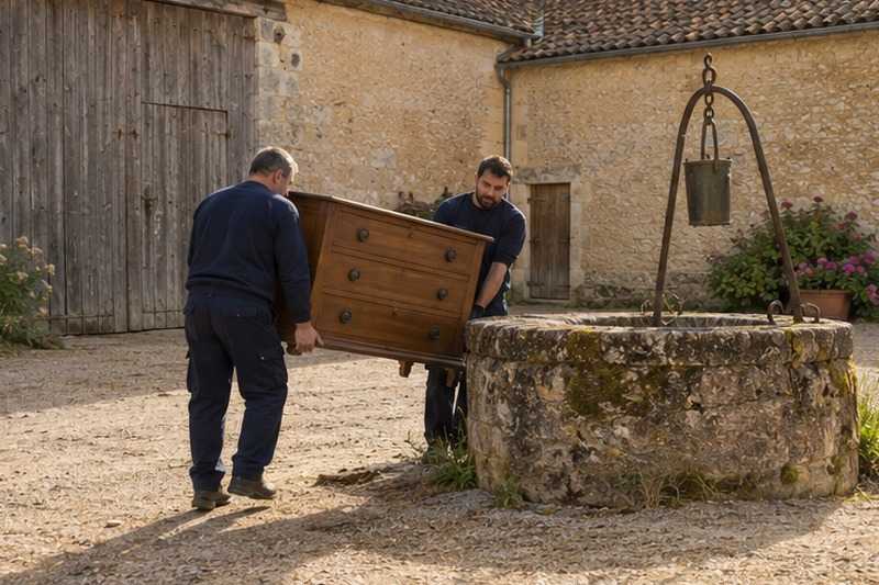 Buffet contourné autour d’un puits de ferme : chantier Rue Alexis Léonov