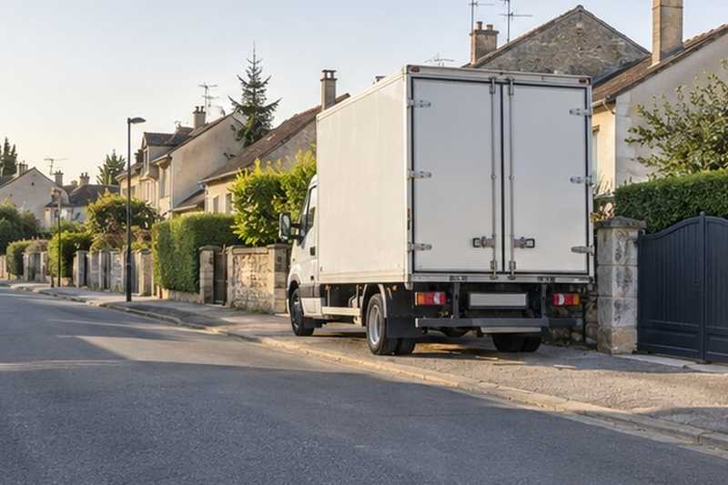 Camion garé devant les pavillons