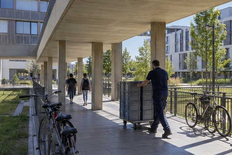 Coursive couverte d’une résidence : chantier Rue Albert Masse