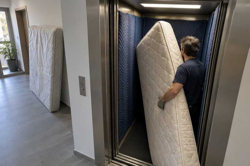Matelas incliné dans la cabine : chantier Rue de Saclas