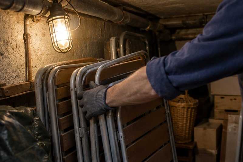 Lampe de chantier dans une cave étroite : chantier Rue du Coq