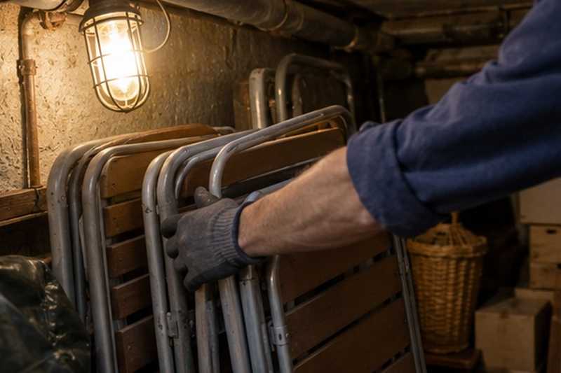 Lampe de chantier dans une cave étroite : chantier Rue Anatole France