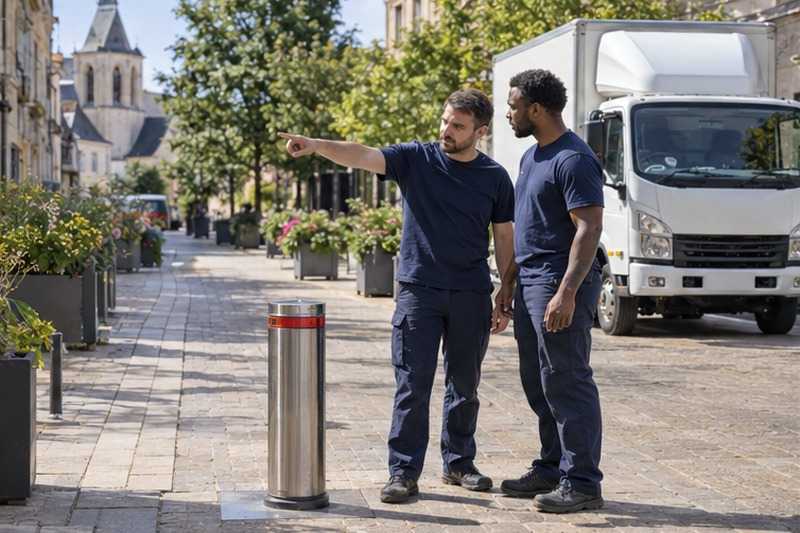 Borne d’accès à une zone piétonne : chantier Rue Chardon
