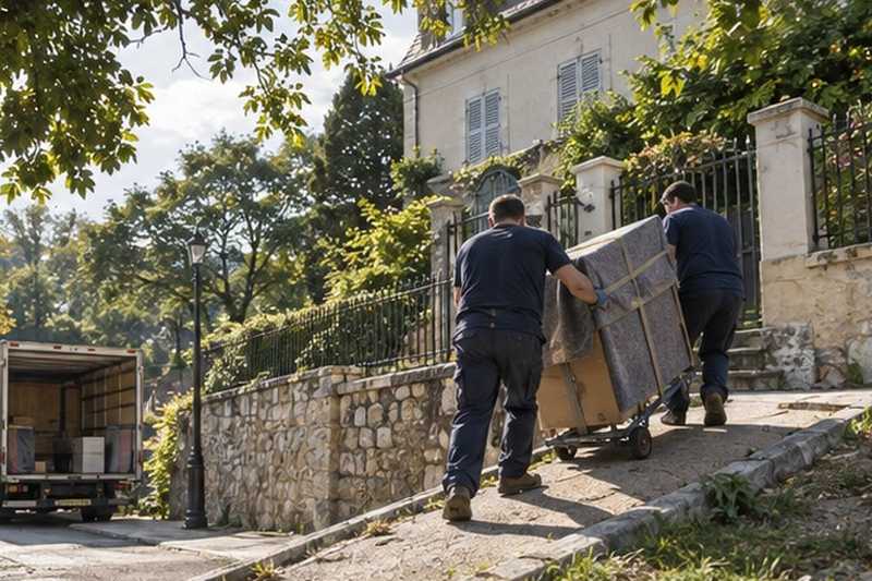 Chariot poussé en montée : chantier Rue de Folleville
