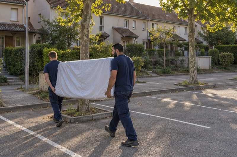 Matelas porté sur un parking de lotissement : chantier Rue de la Butte aux Prieurs
