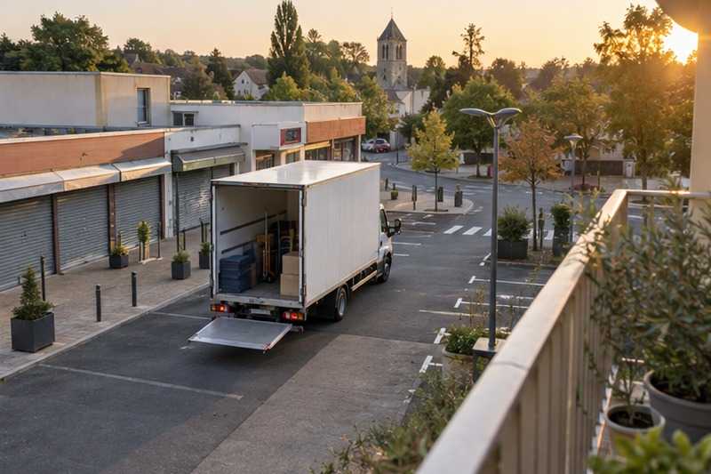 Camion sur l’aire de livraison : chantier Rue Alice Milliat